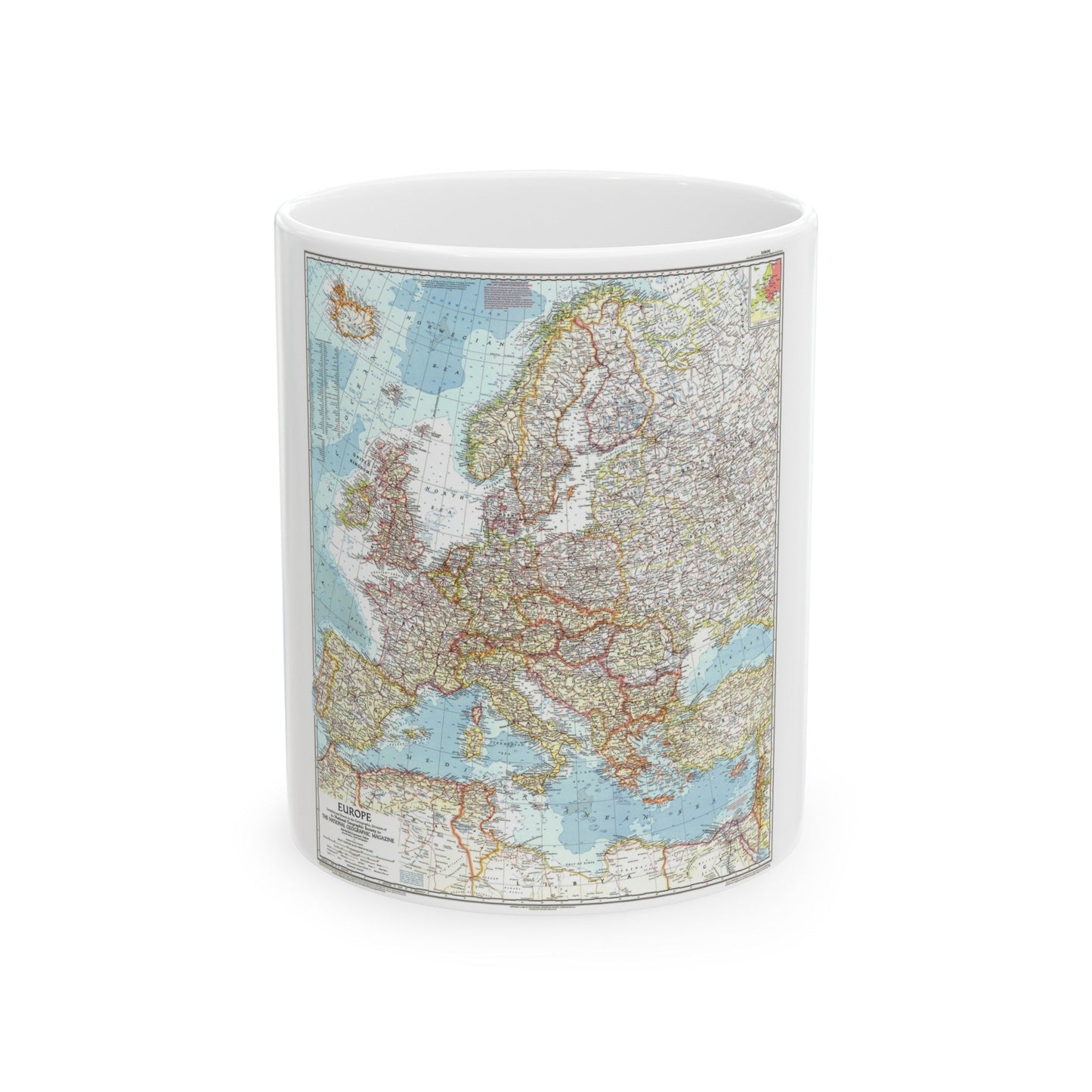 Europe (1957) (Map) White Coffee Mug-11oz-The Sticker Space