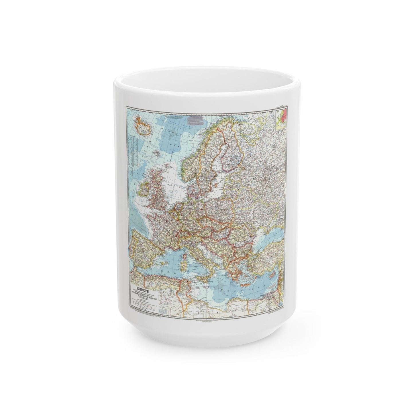 Europe (1957) (Map) White Coffee Mug-15oz-The Sticker Space