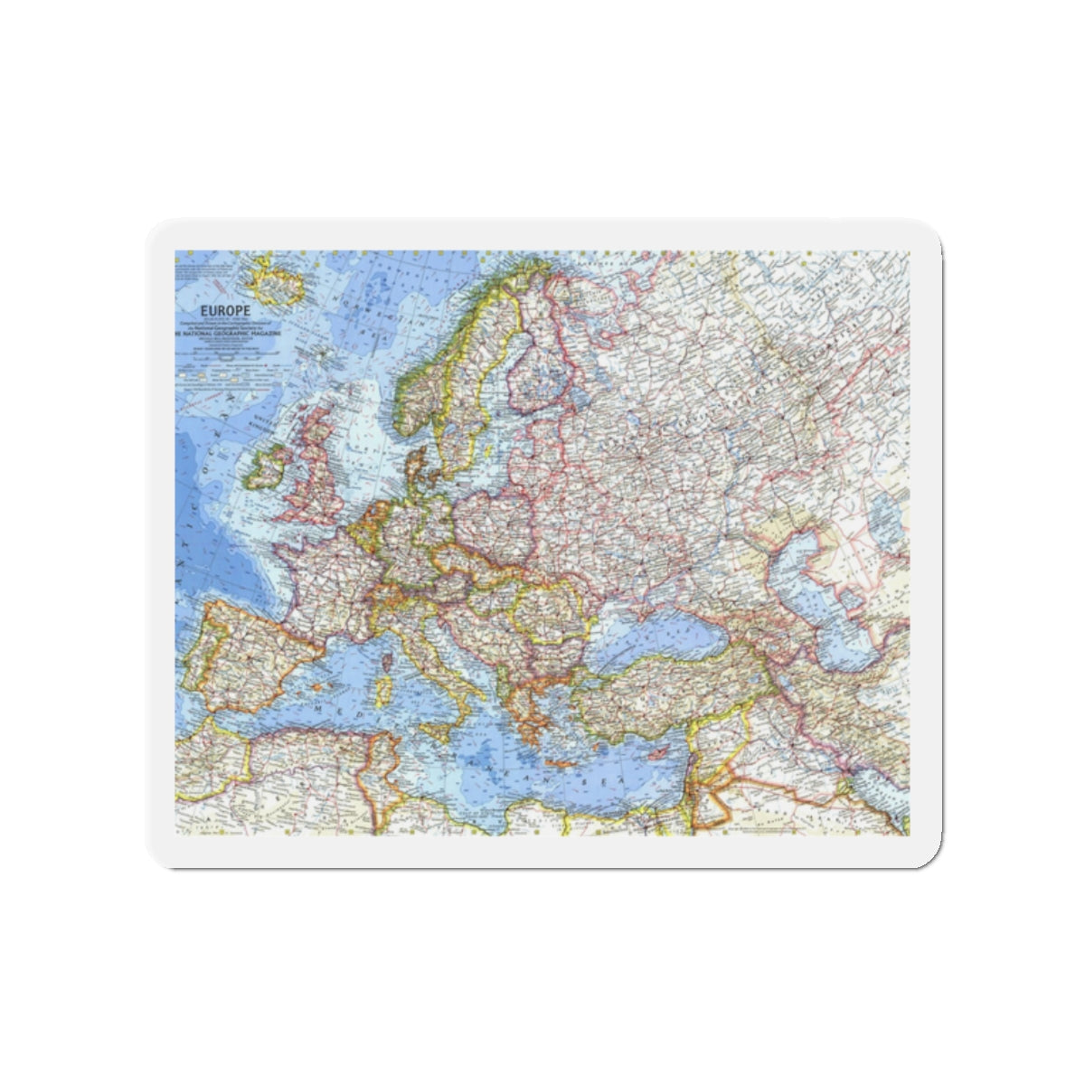 Europe (1962) (Map) Refrigerator Magnet-2" x 2"-The Sticker Space