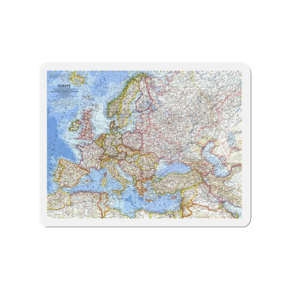 Europe (1962) (Map) Refrigerator Magnet-3" x 3"-The Sticker Space