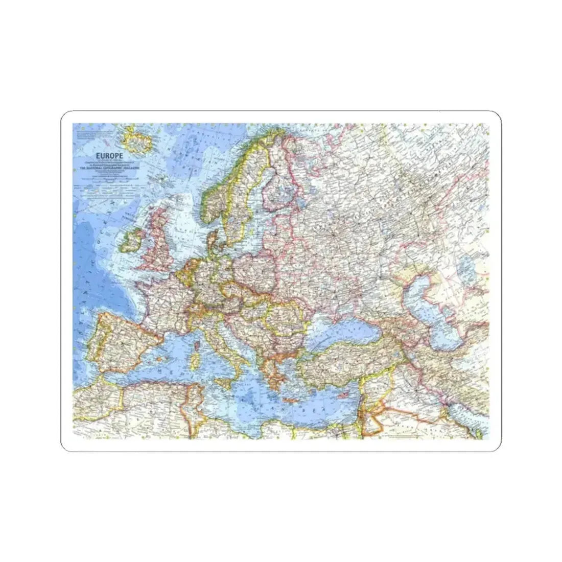 Europe (1962) (Map) STICKER Vinyl Kiss-Cut Decal 2 Inch White - The Sticker Space