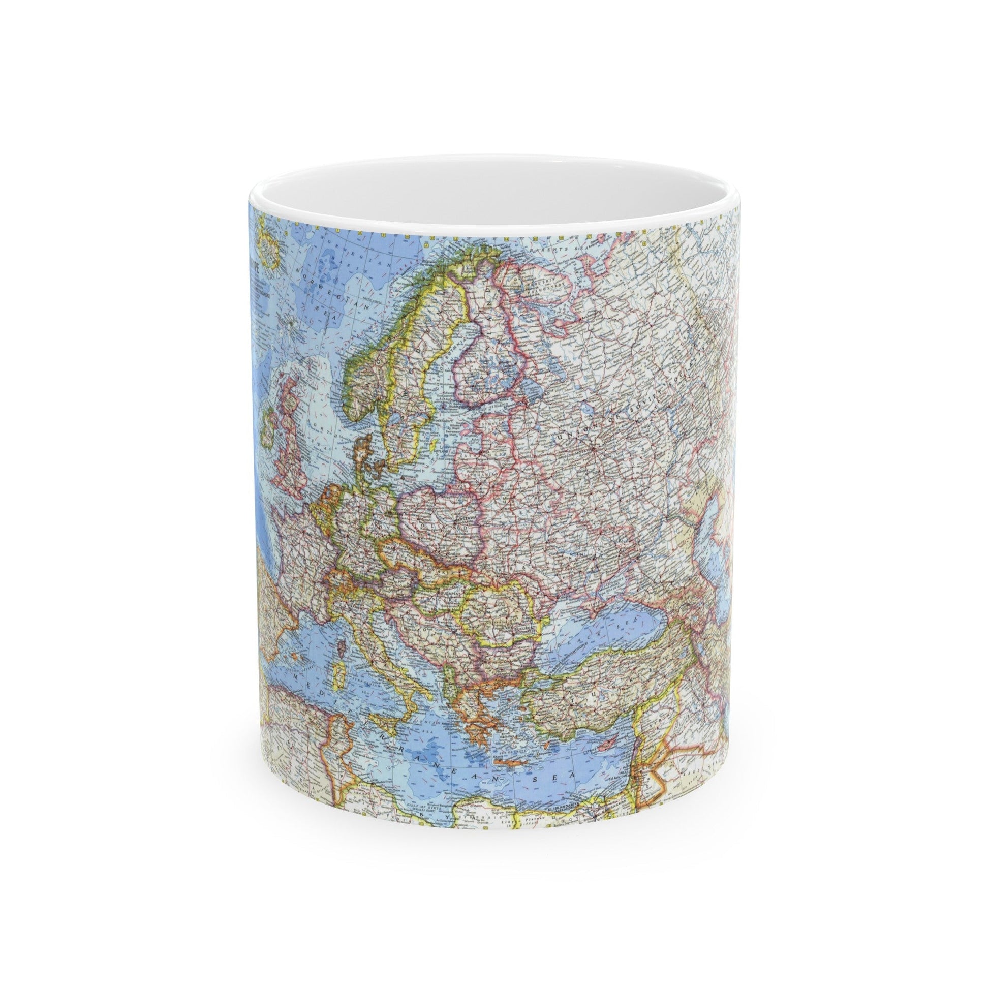 Europe (1962) (Map) White Coffee Mug-11oz-The Sticker Space