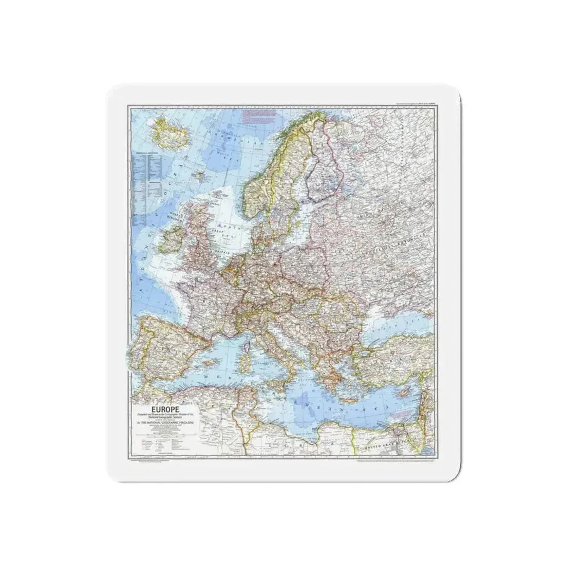 Europe (1969) (Map) Refrigerator Magnet 5 Inch - The Sticker Space