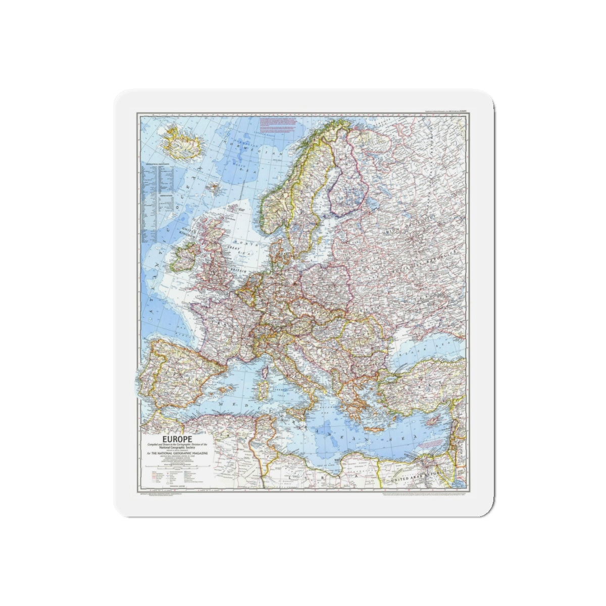 Europe (1969) (Map) Refrigerator Magnet-5" x 5"-The Sticker Space