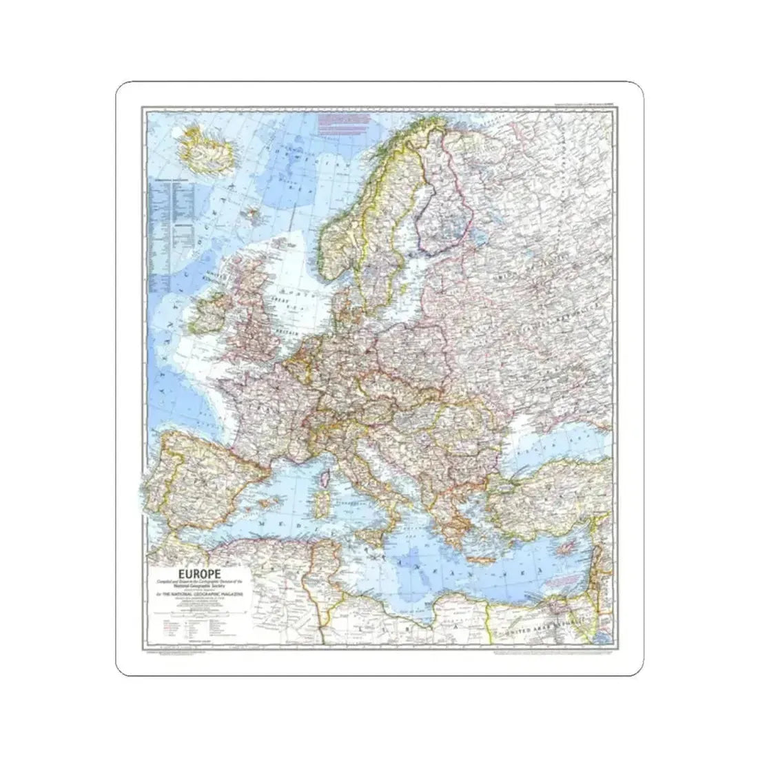 Europe (1969) (Map) STICKER Vinyl Kiss-Cut Decal 2 Inch White - The Sticker Space