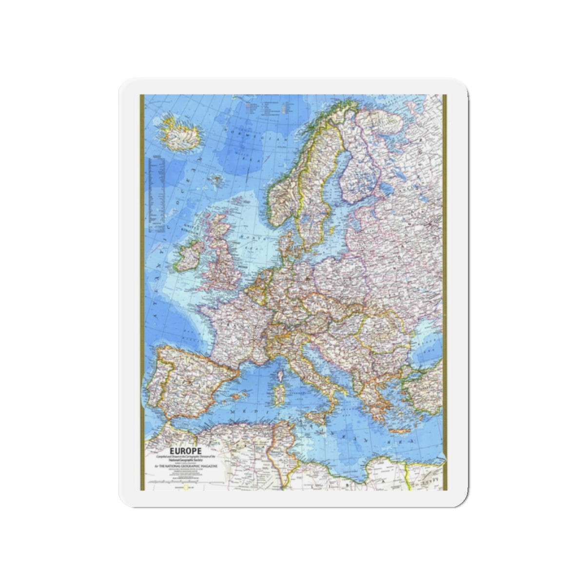 Europe (1977) (Map) Refrigerator Magnet-2" x 2"-The Sticker Space