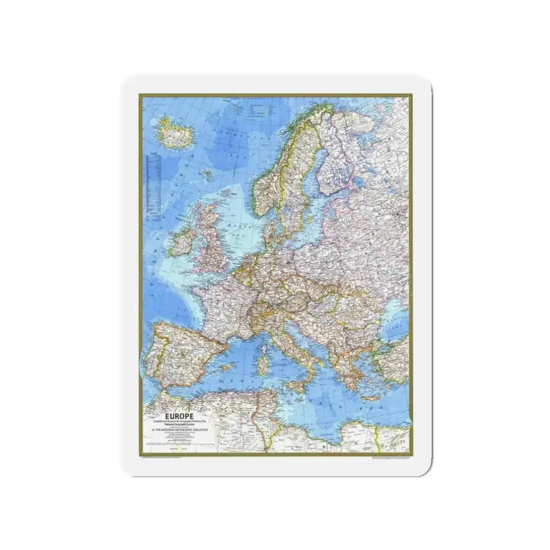 Europe (1977) (Map) Refrigerator Magnet 3 Inch - The Sticker Space
