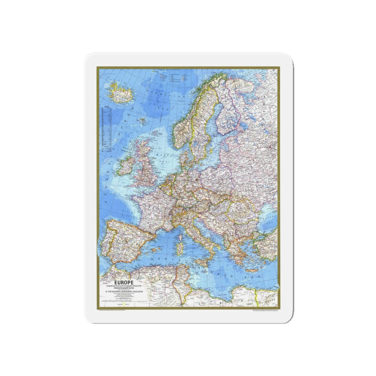 Europe (1977) (Map) Refrigerator Magnet-4" x 4"-The Sticker Space