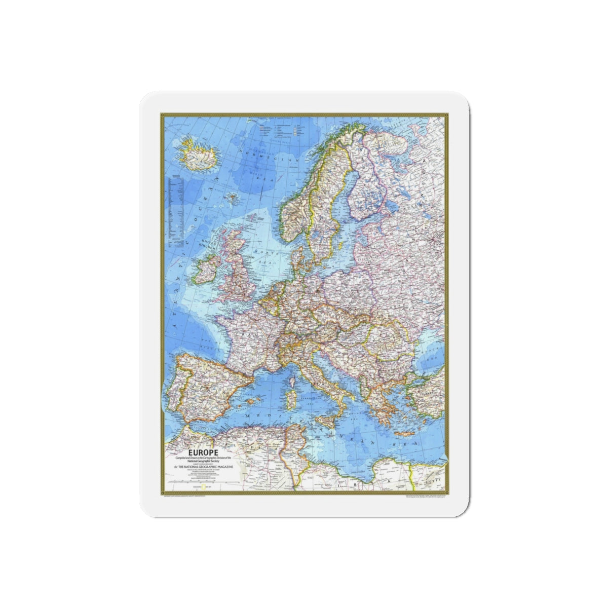 Europe (1977) (Map) Refrigerator Magnet-6 × 6"-The Sticker Space