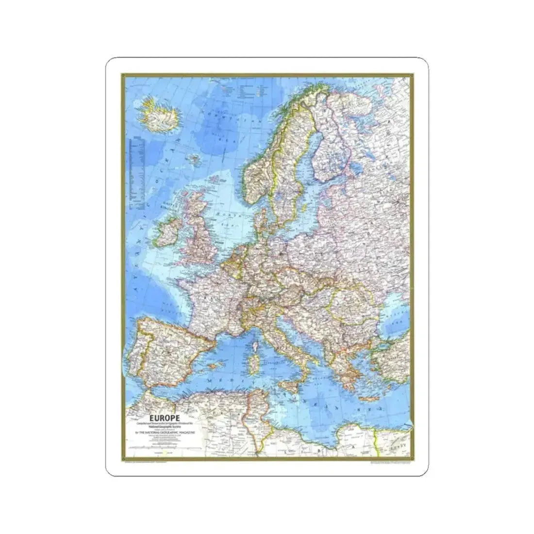 Europe (1977) (Map) STICKER Vinyl Kiss-Cut Decal 2 Inch White - The Sticker Space