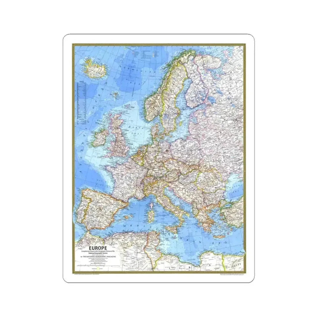 Europe (1977) (Map) STICKER Vinyl Kiss-Cut Decal 3 Inch White - The Sticker Space
