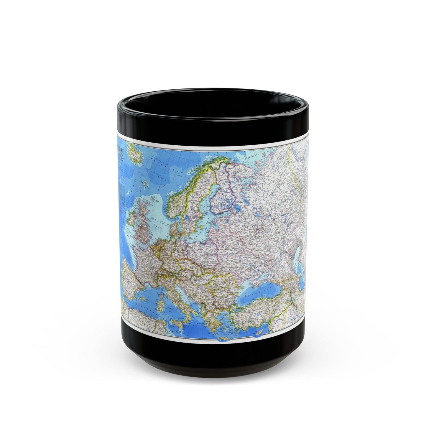 Europe (1983) (Map) Black Coffee Mug-15oz-The Sticker Space