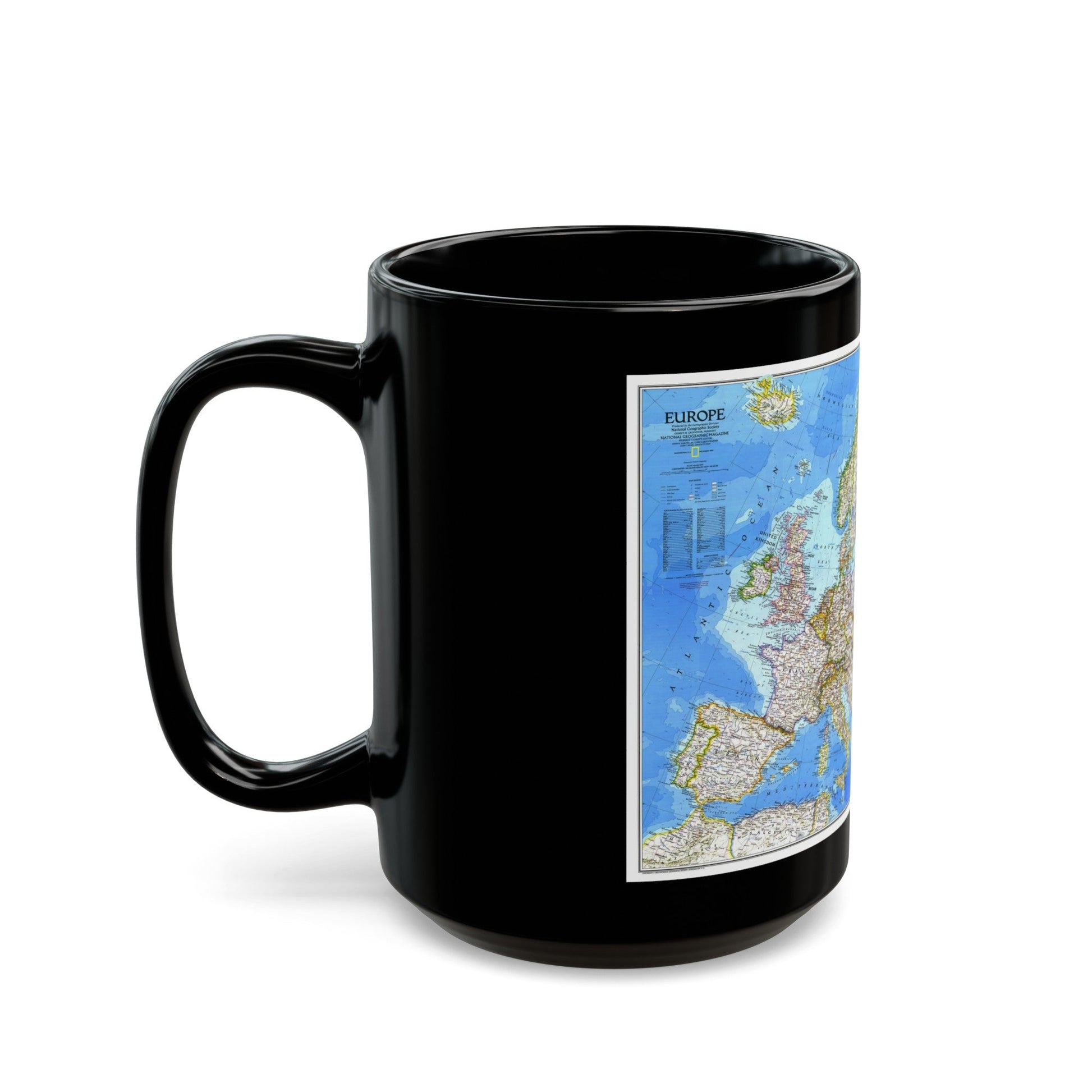 Europe (1983) (Map) Black Coffee Mug-The Sticker Space