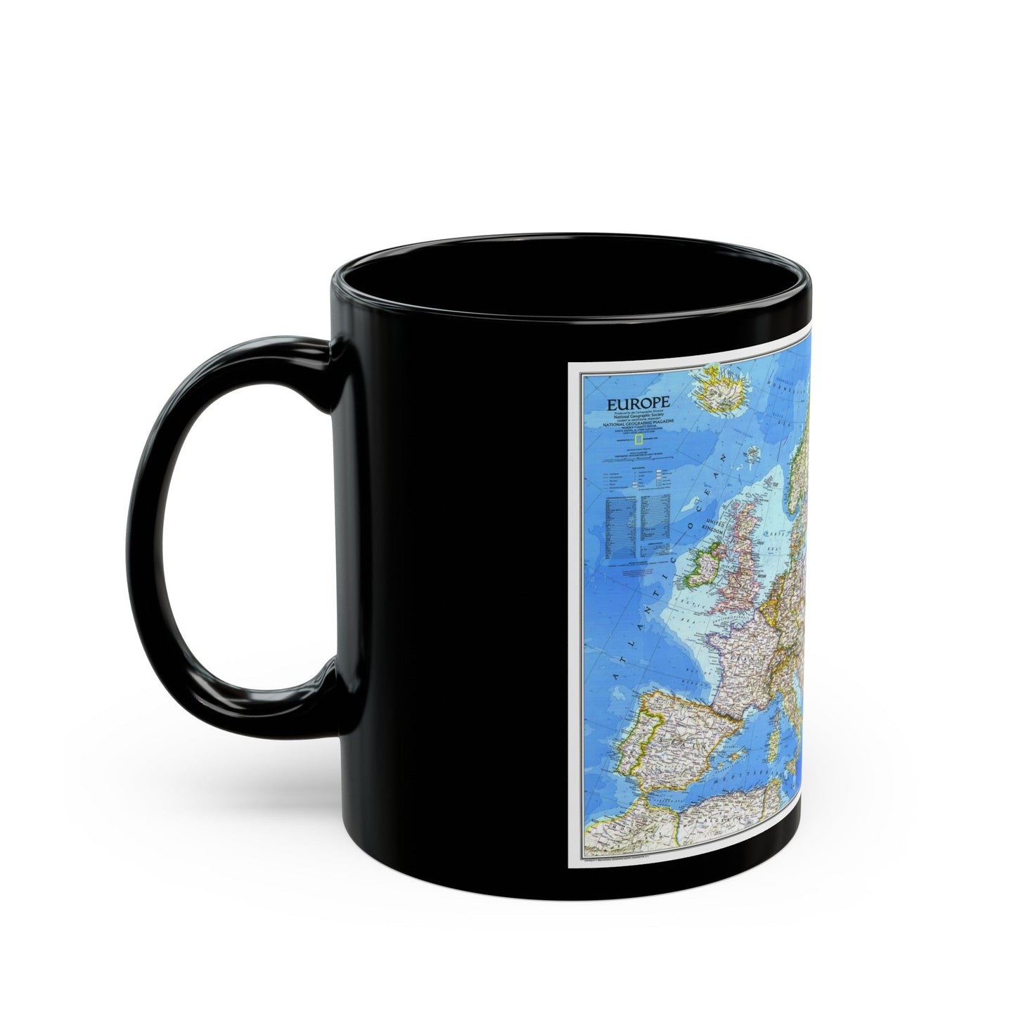 Europe (1983) (Map) Black Coffee Mug-The Sticker Space