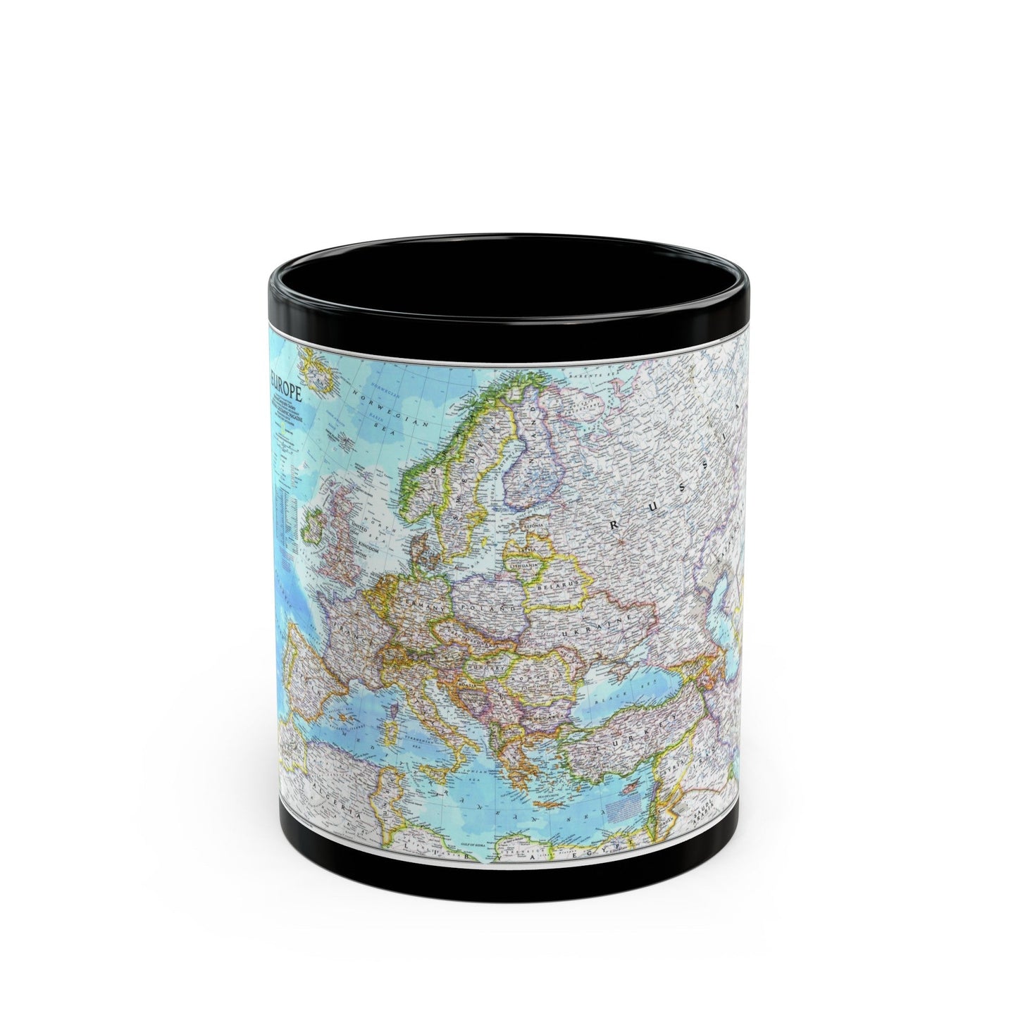 Europe (1992) (Map) Black Coffee Mug-11oz-The Sticker Space