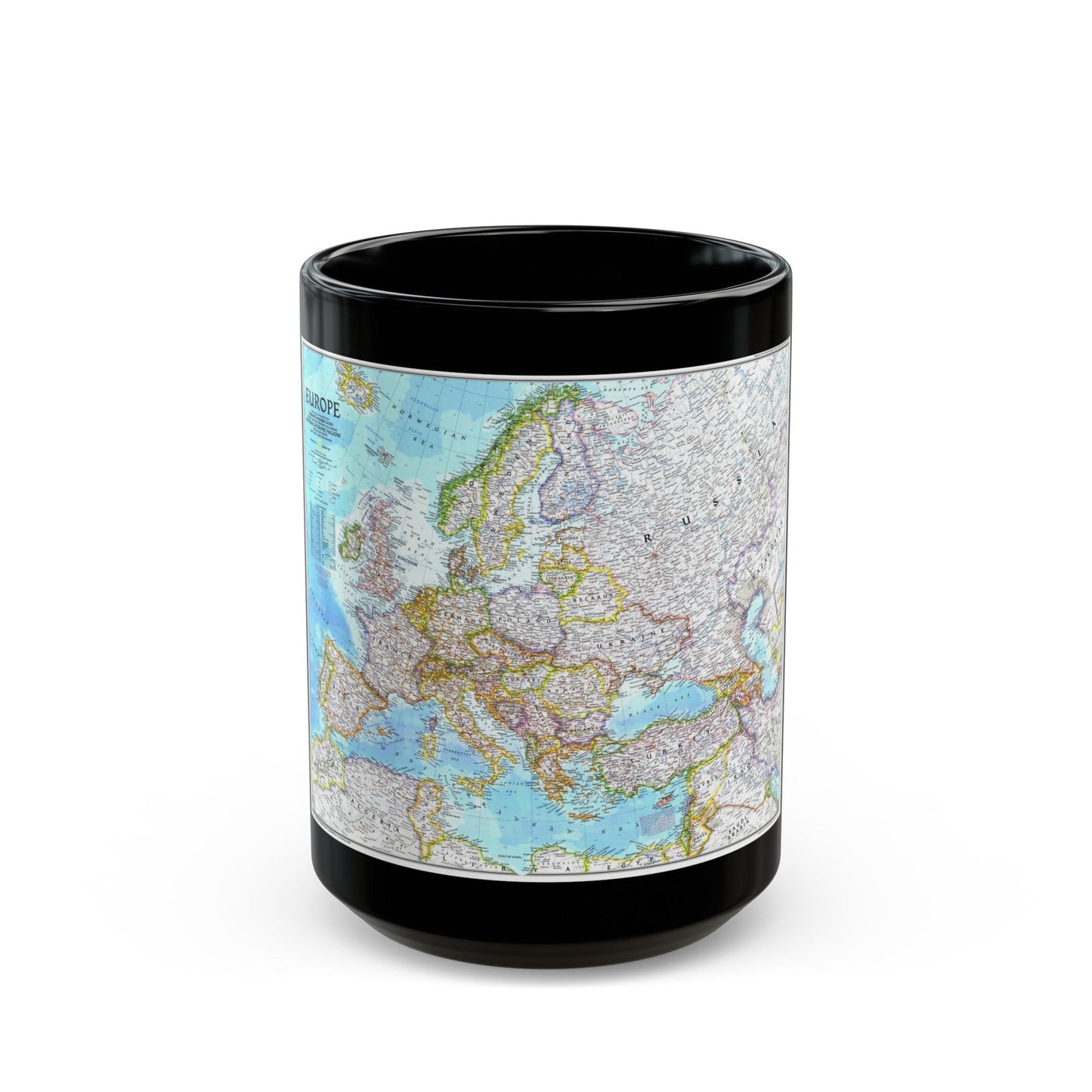 Europe (1992) (Map) Black Coffee Mug-15oz-The Sticker Space