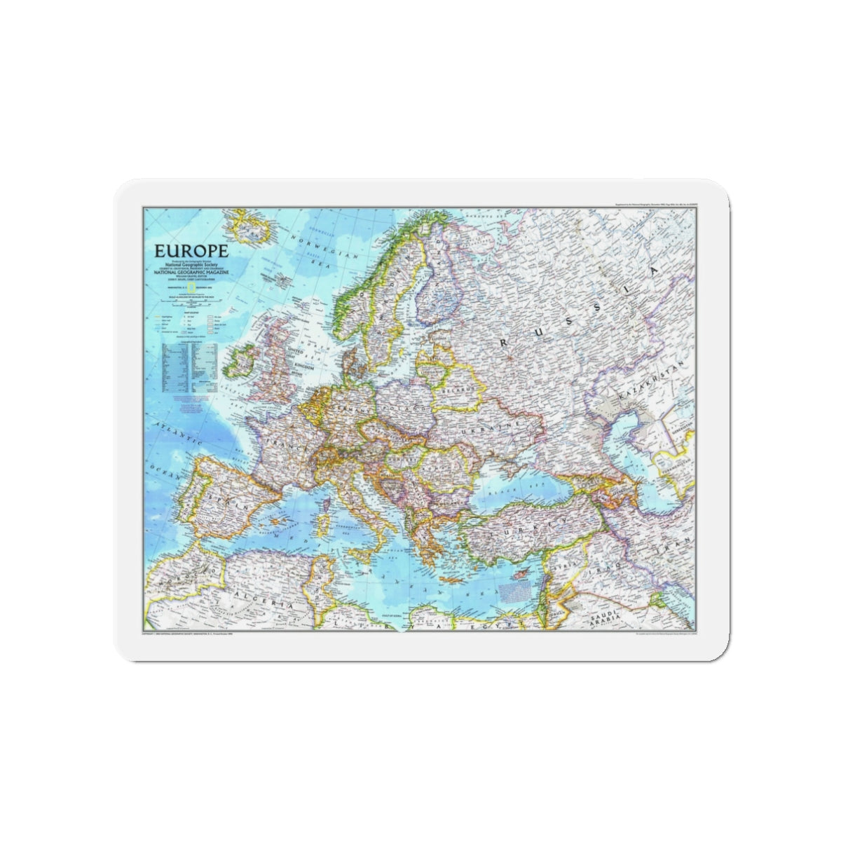 Europe (1992) (Map) Refrigerator Magnet-3" x 3"-The Sticker Space