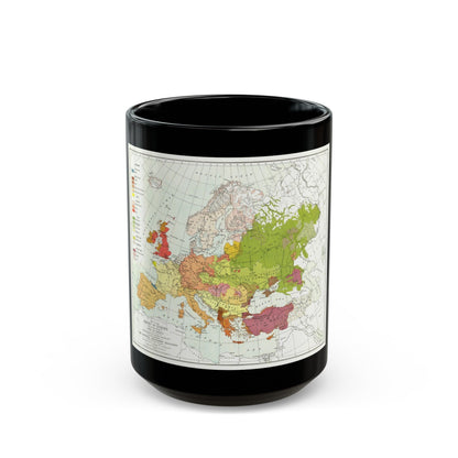 Europe & Adjoining Asia & Africa - The Races of (1919) (Map) Black Coffee Mug-15oz-The Sticker Space