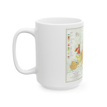 Europe & Adjoining Asia & Africa - The Races of (1919) (Map) White Coffee Mug-The Sticker Space