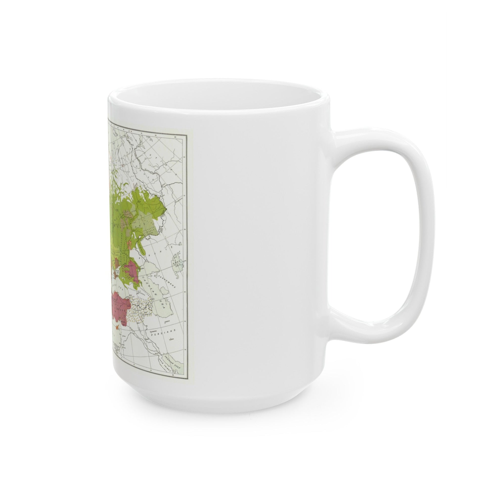 Europe & Adjoining Asia & Africa - The Races of (1919) (Map) White Coffee Mug-The Sticker Space