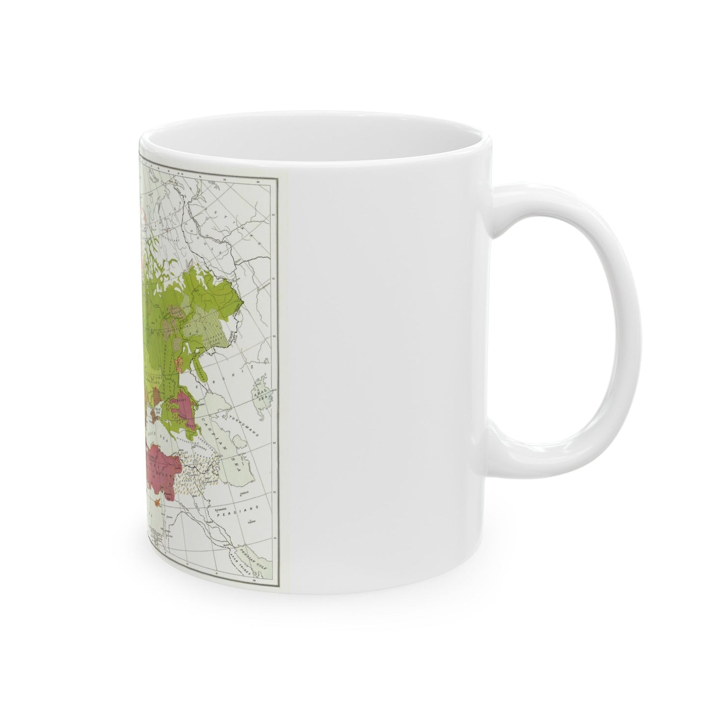 Europe & Adjoining Asia & Africa - The Races of (1919) (Map) White Coffee Mug-The Sticker Space