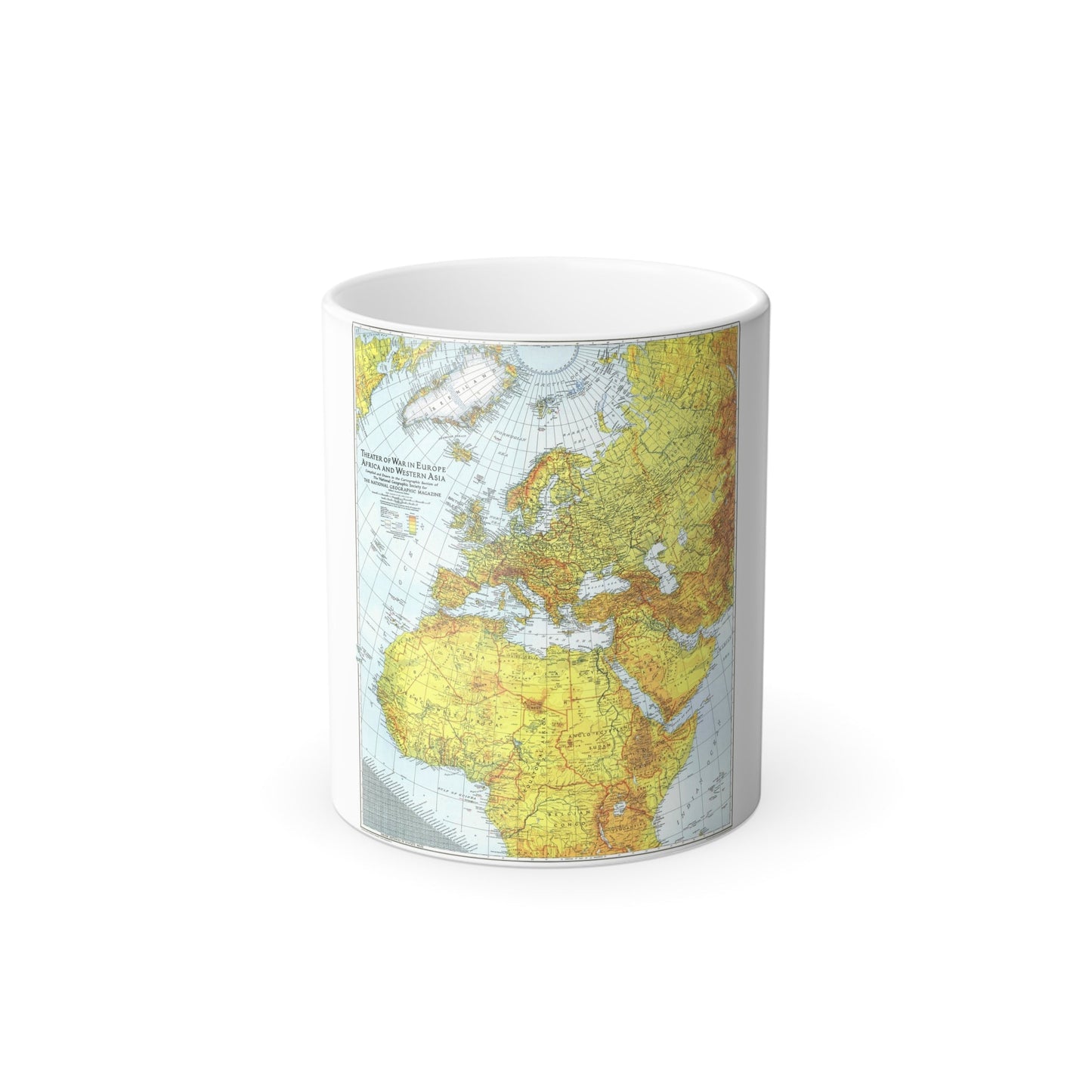 Europe, Africa, and Western Asia - Theater of War (1942) (Map) Color Changing Mug 11oz-11oz-The Sticker Space