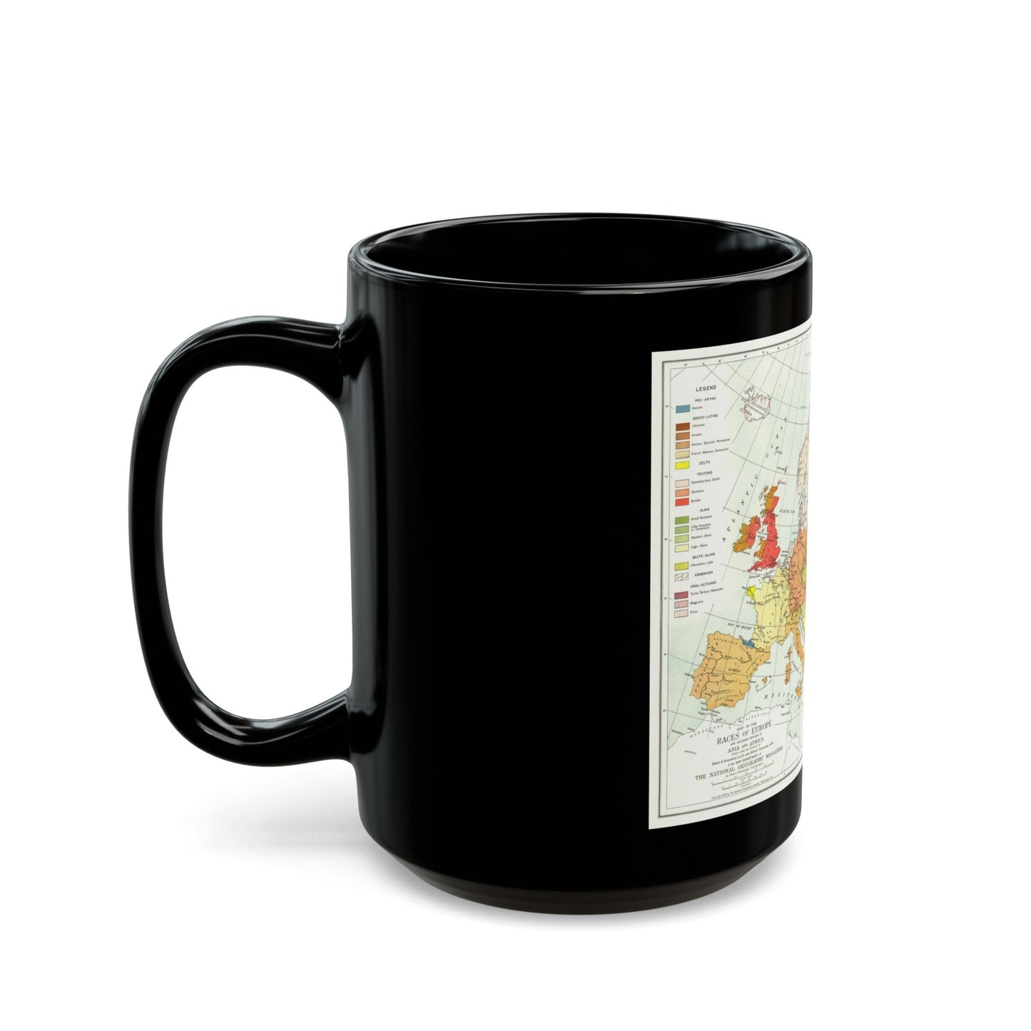 Europe and Adjoining Asia and Africa (1918) (Map) Black Coffee Mug-The Sticker Space