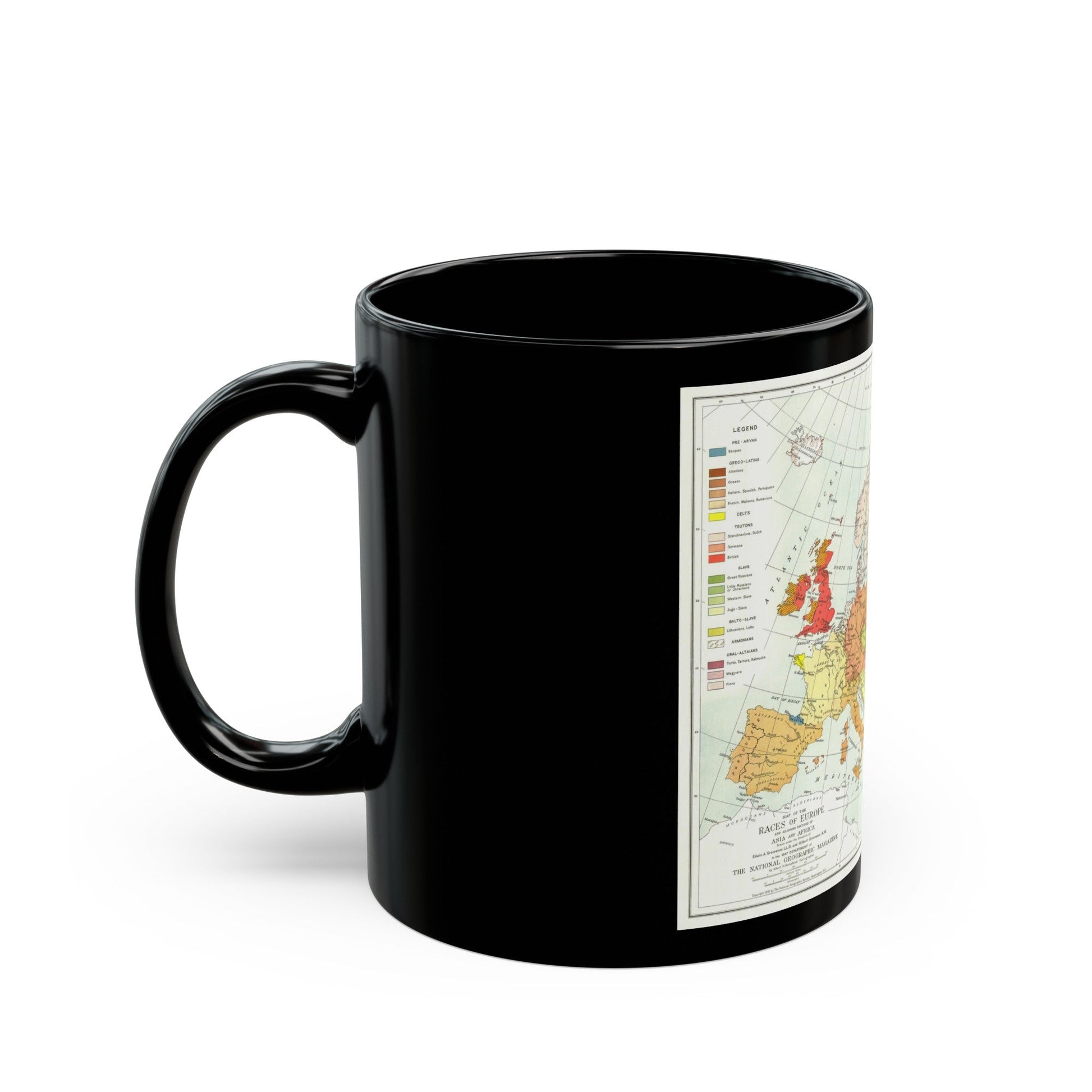 Europe and Adjoining Asia and Africa (1918) (Map) Black Coffee Mug-The Sticker Space