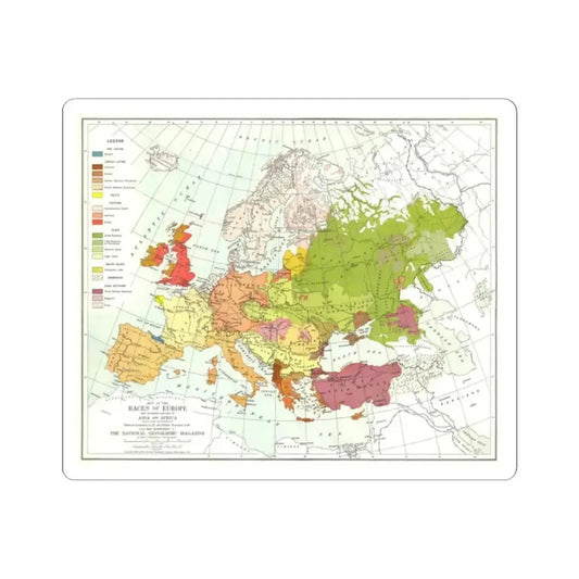 Europe and Adjoining  Asia and Africa (1918) (Map) STICKER Vinyl Kiss-Cut Decal 2 Inch White - The Sticker Space