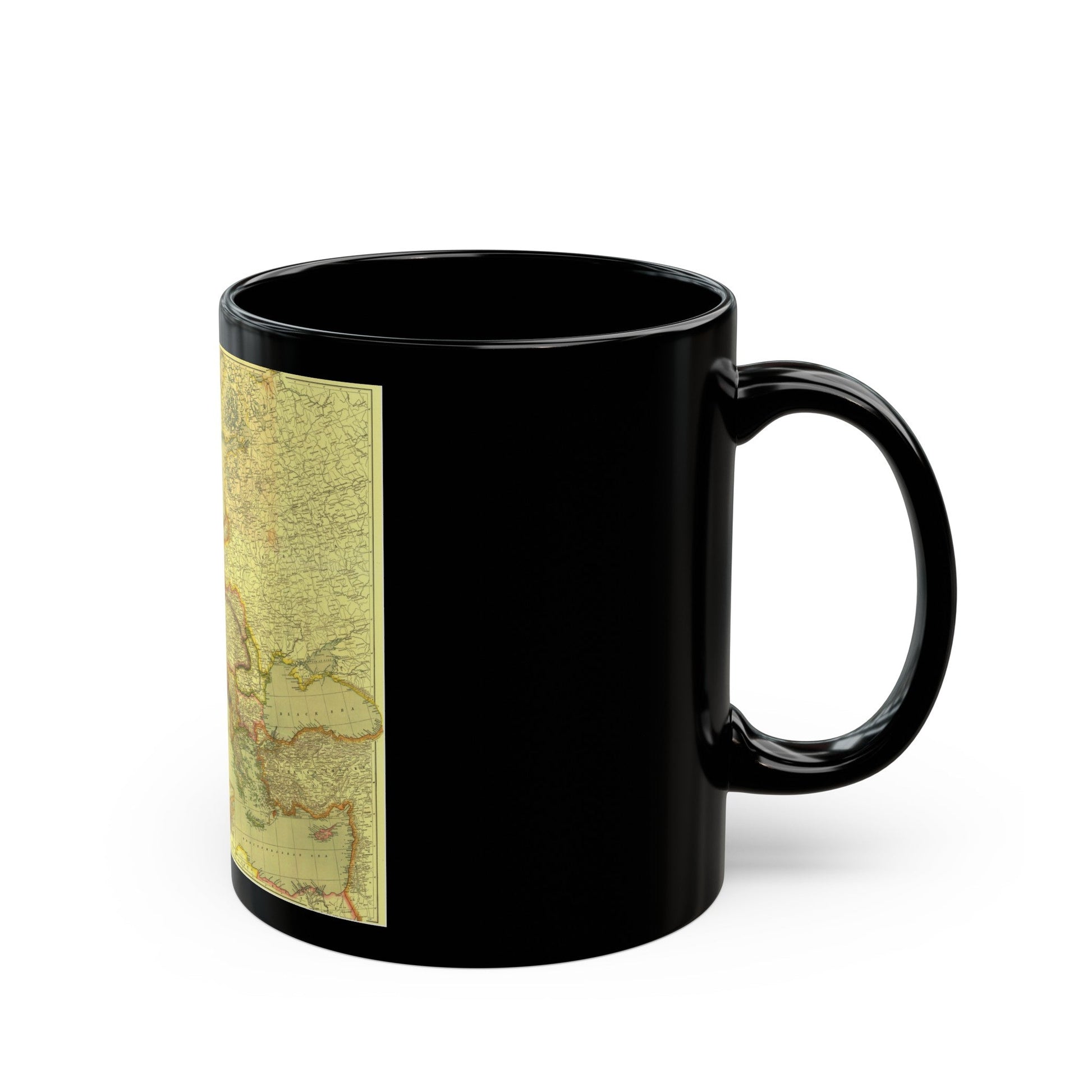 Europe and Africa and Asia (1915) (Map) Black Coffee Mug-The Sticker Space