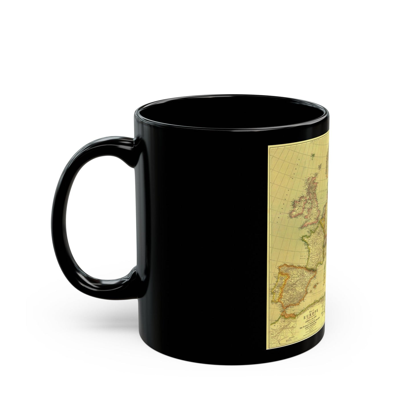 Europe and Africa and Asia (1915) (Map) Black Coffee Mug-The Sticker Space