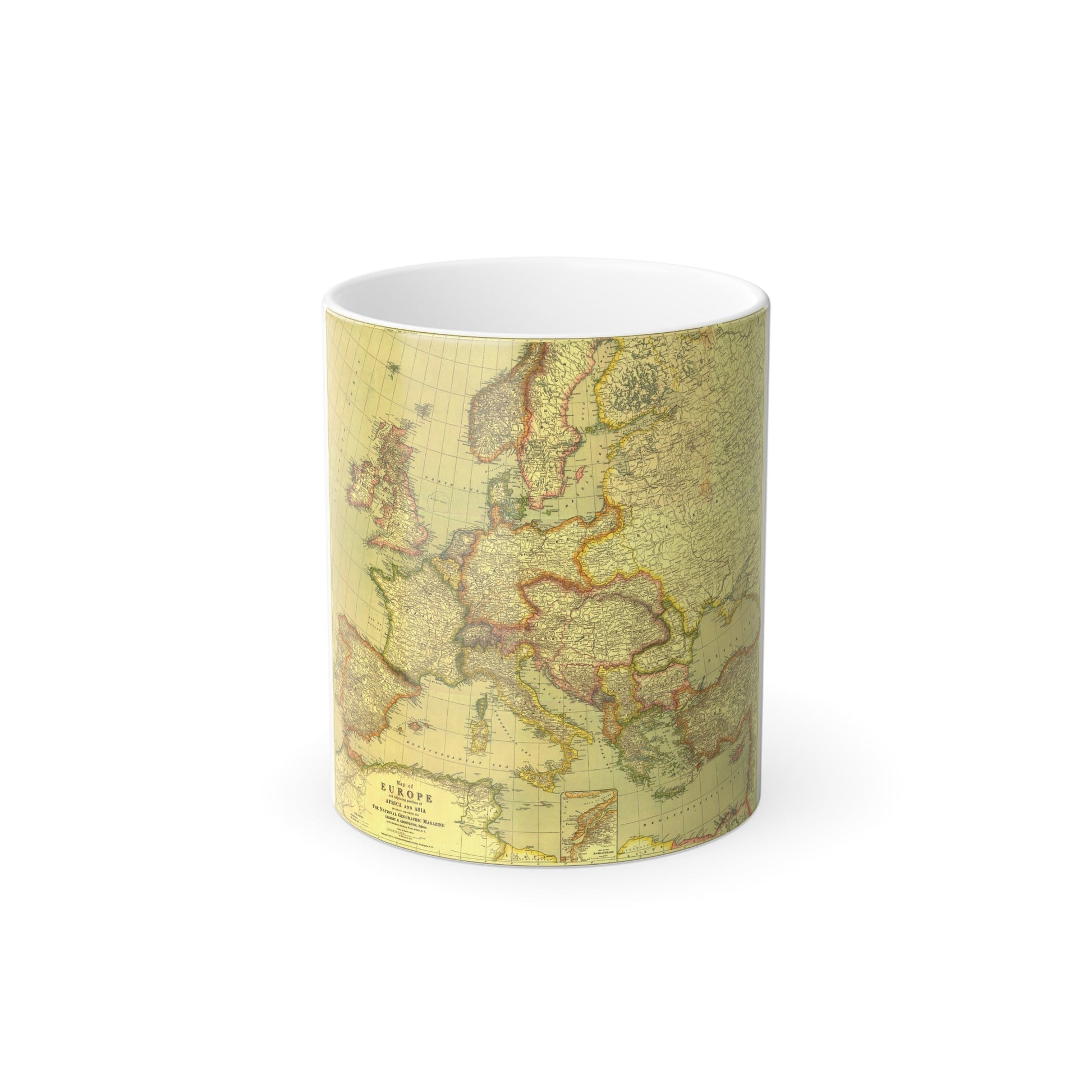 Europe and Africa and Asia (1915) (Map) Color Changing Mug 11oz-11oz-The Sticker Space