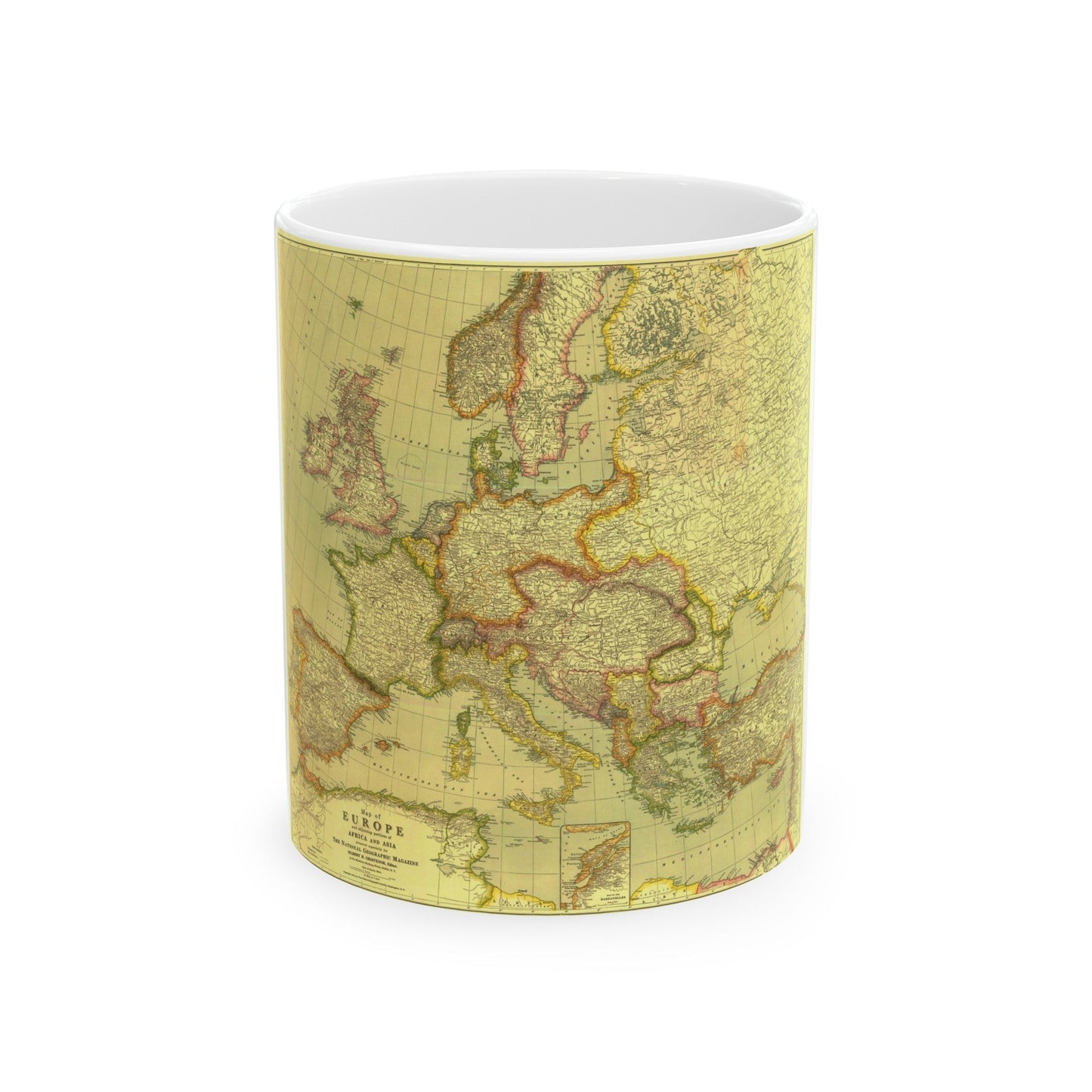 Europe and Africa and Asia (1915) (Map) White Coffee Mug-11oz-The Sticker Space