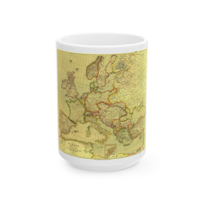 Europe and Africa and Asia (1915) (Map) White Coffee Mug-15oz-The Sticker Space