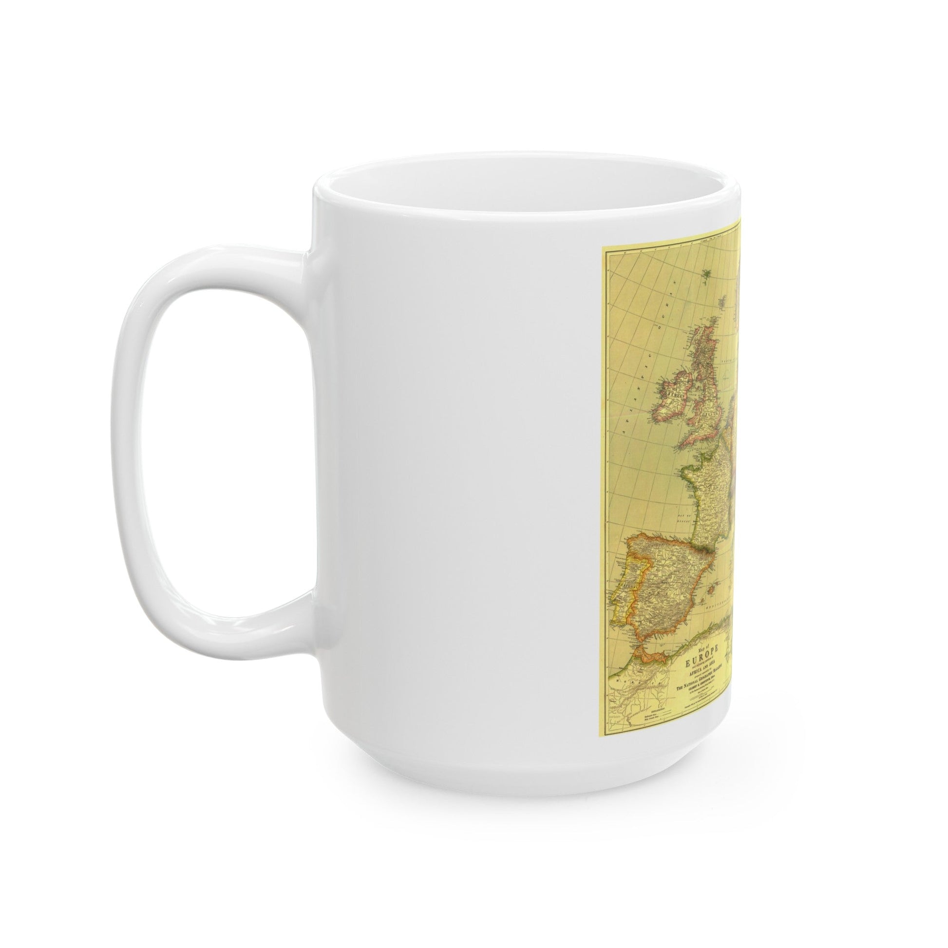 Europe and Africa and Asia (1915) (Map) White Coffee Mug-The Sticker Space