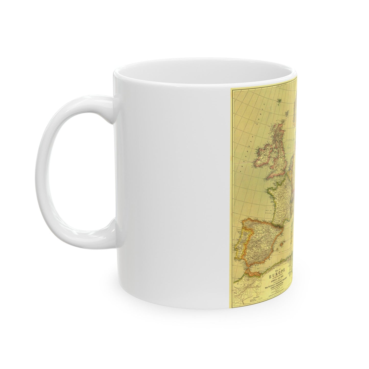 Europe and Africa and Asia (1915) (Map) White Coffee Mug-The Sticker Space