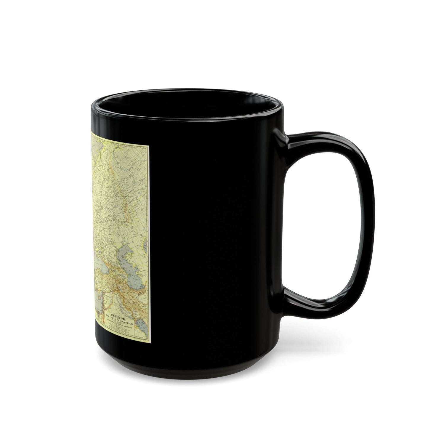 Europe and the Mediterranean (1938) (Map) Black Coffee Mug-The Sticker Space