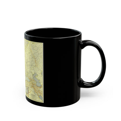 Europe and the Mediterranean (1938) (Map) Black Coffee Mug-The Sticker Space