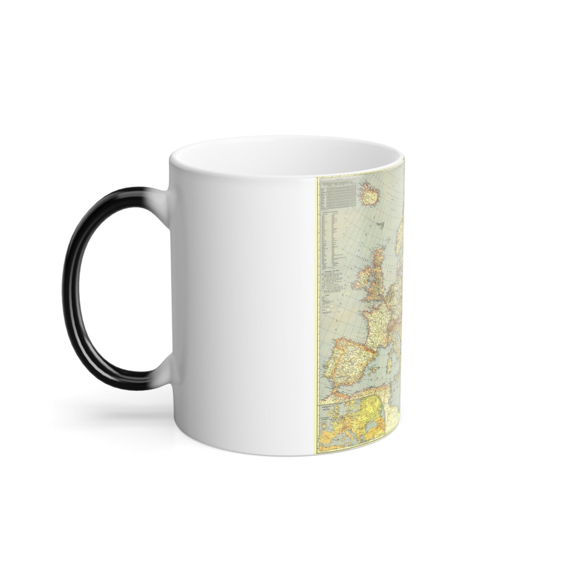 Europe and the Mediterranean (1938) (Map) Color Changing Mug 11oz-11oz-The Sticker Space