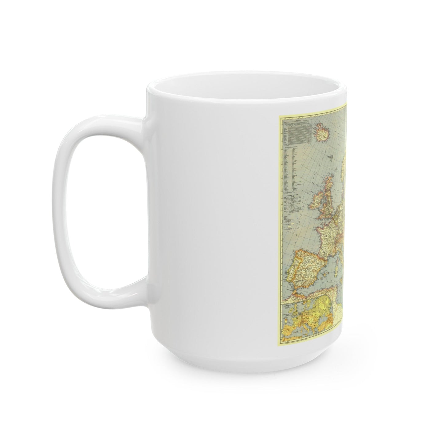 Europe and the Mediterranean (1938) (Map) White Coffee Mug-The Sticker Space