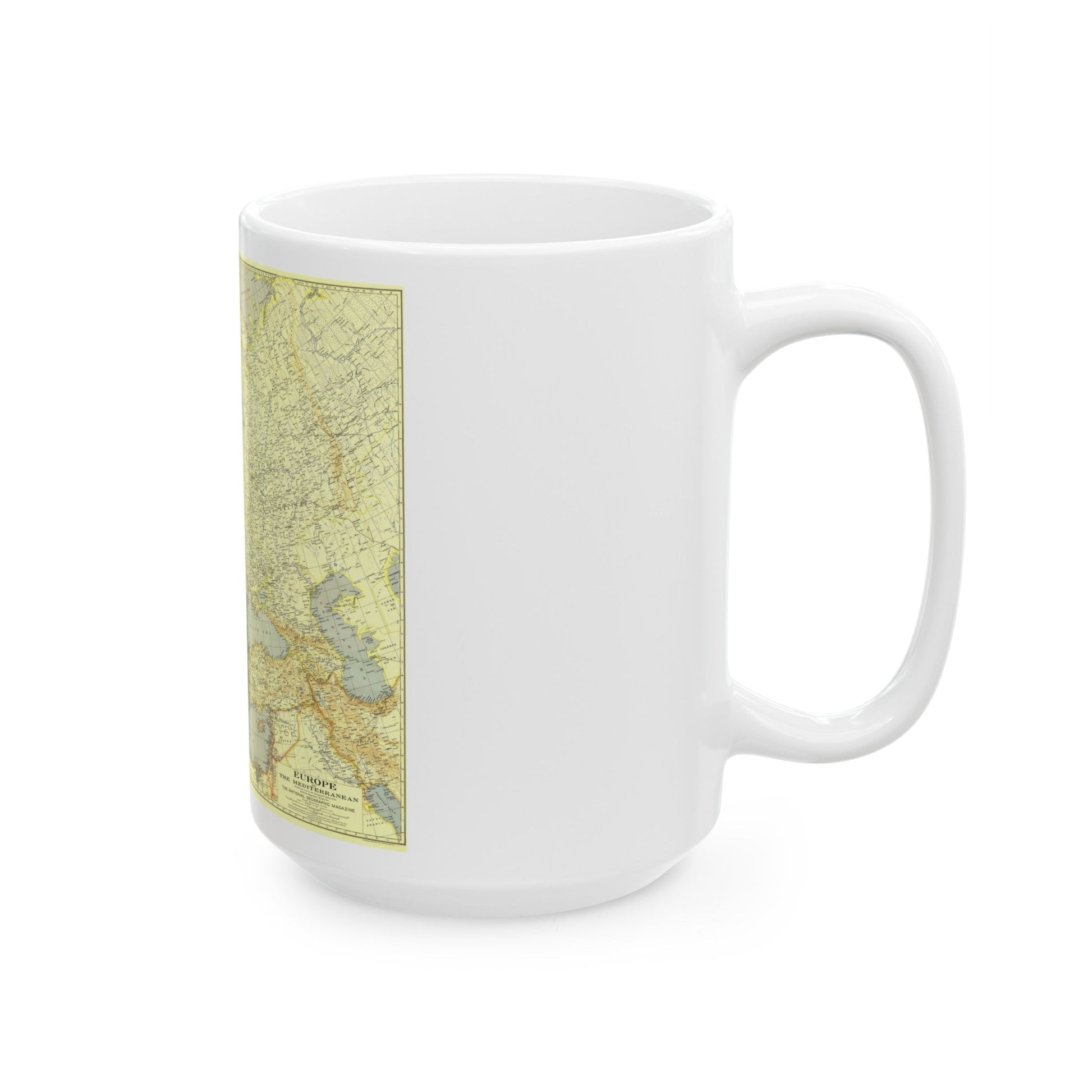 Europe and the Mediterranean (1938) (Map) White Coffee Mug-The Sticker Space