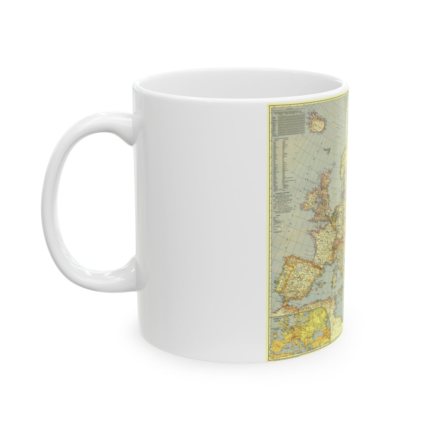 Europe and the Mediterranean (1938) (Map) White Coffee Mug-The Sticker Space