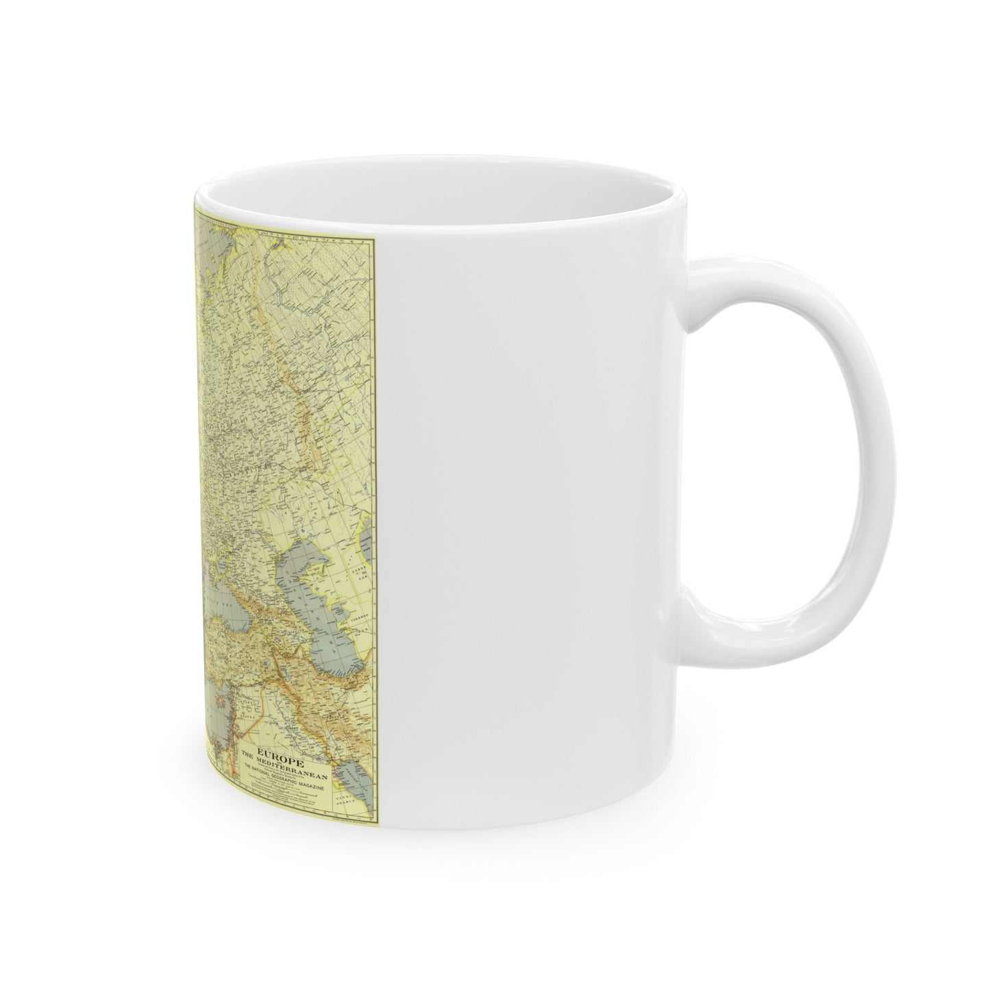 Europe and the Mediterranean (1938) (Map) White Coffee Mug-The Sticker Space