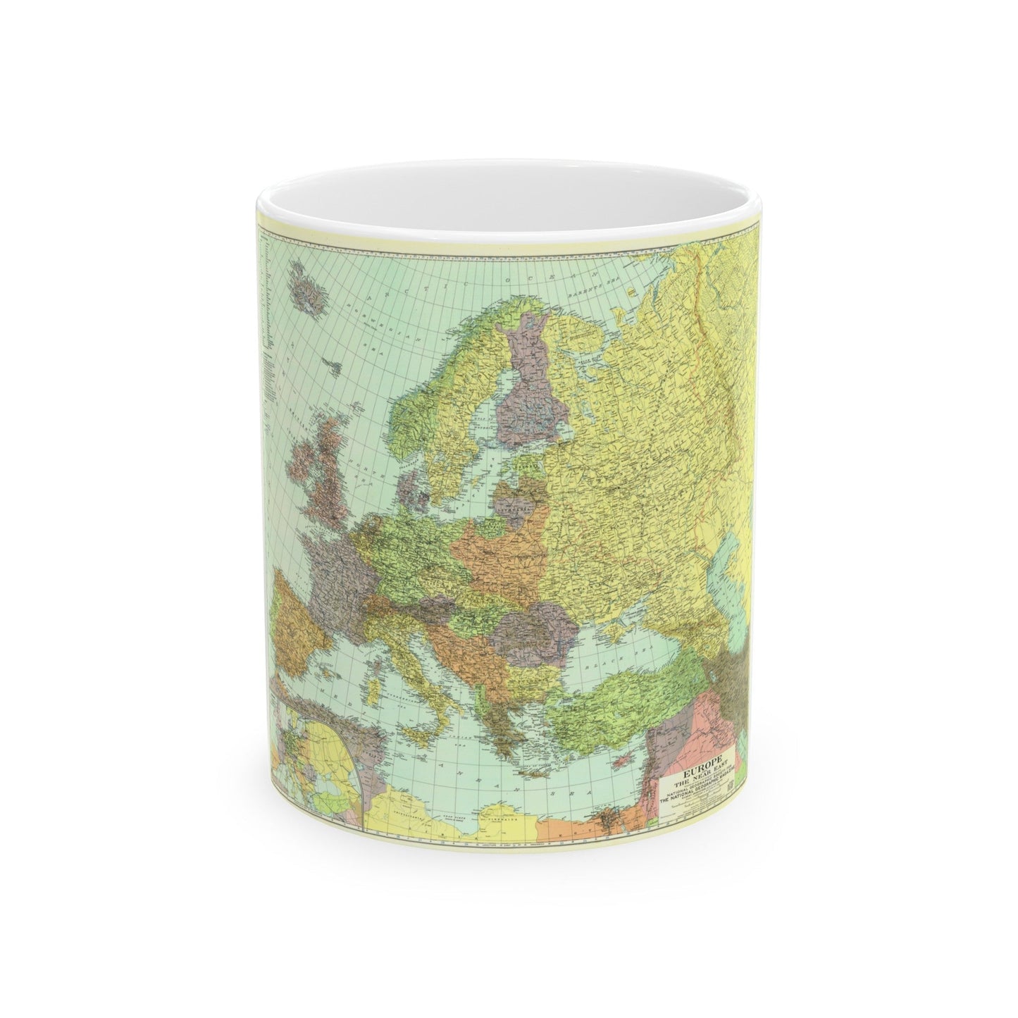 Europe and the Near East (1929) (Map) White Coffee Mug-11oz-The Sticker Space