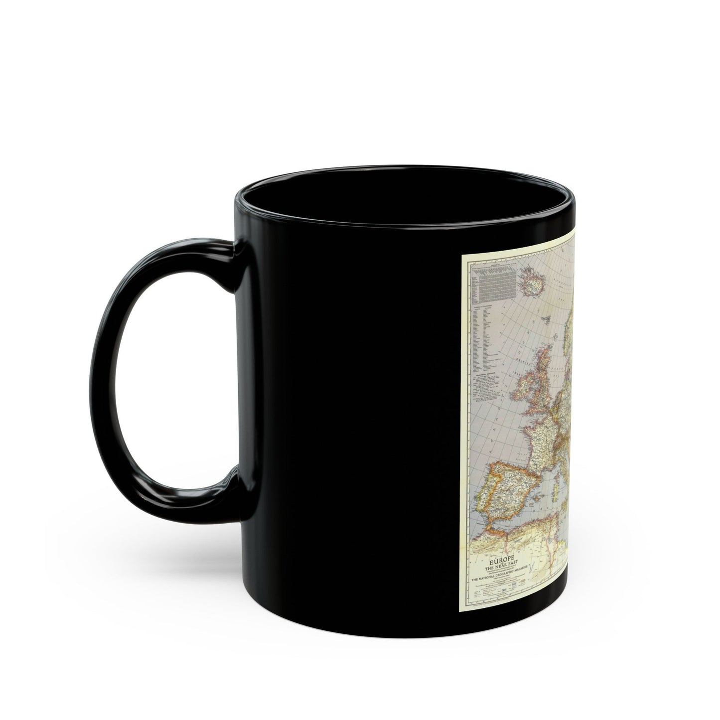 Europe and the Near East (1940) (Map) Black Coffee Mug-The Sticker Space