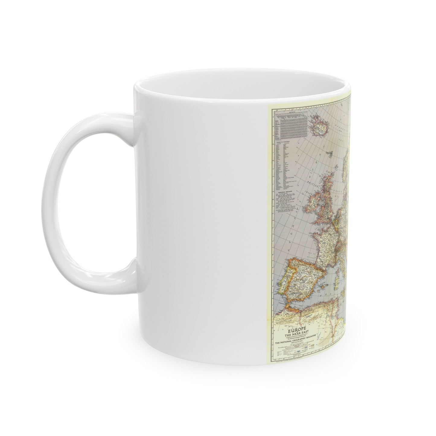 Europe and the Near East (1940) (Map) White Coffee Mug-The Sticker Space