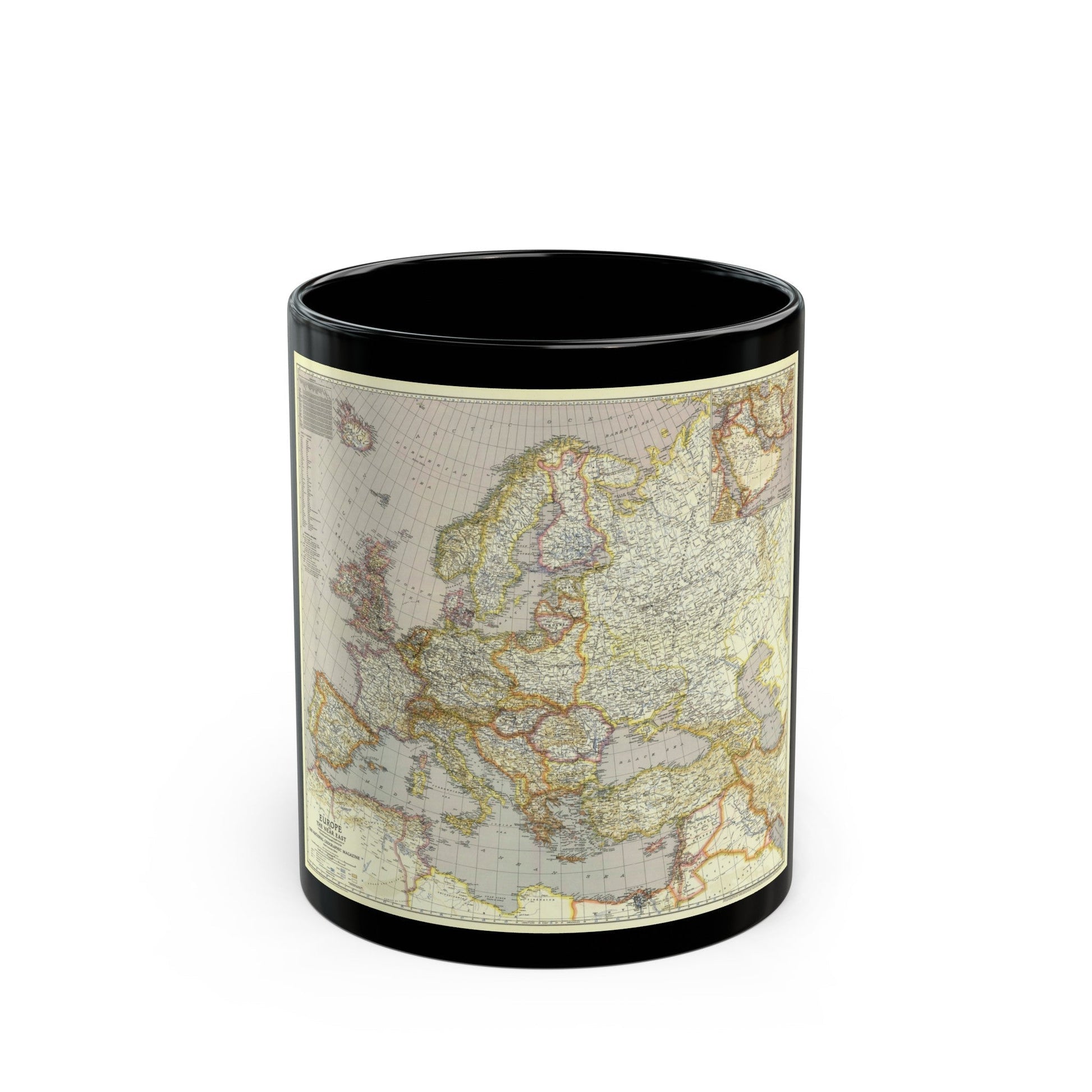 Europe and the Near East (1943) (Map) Black Coffee Mug-11oz-The Sticker Space