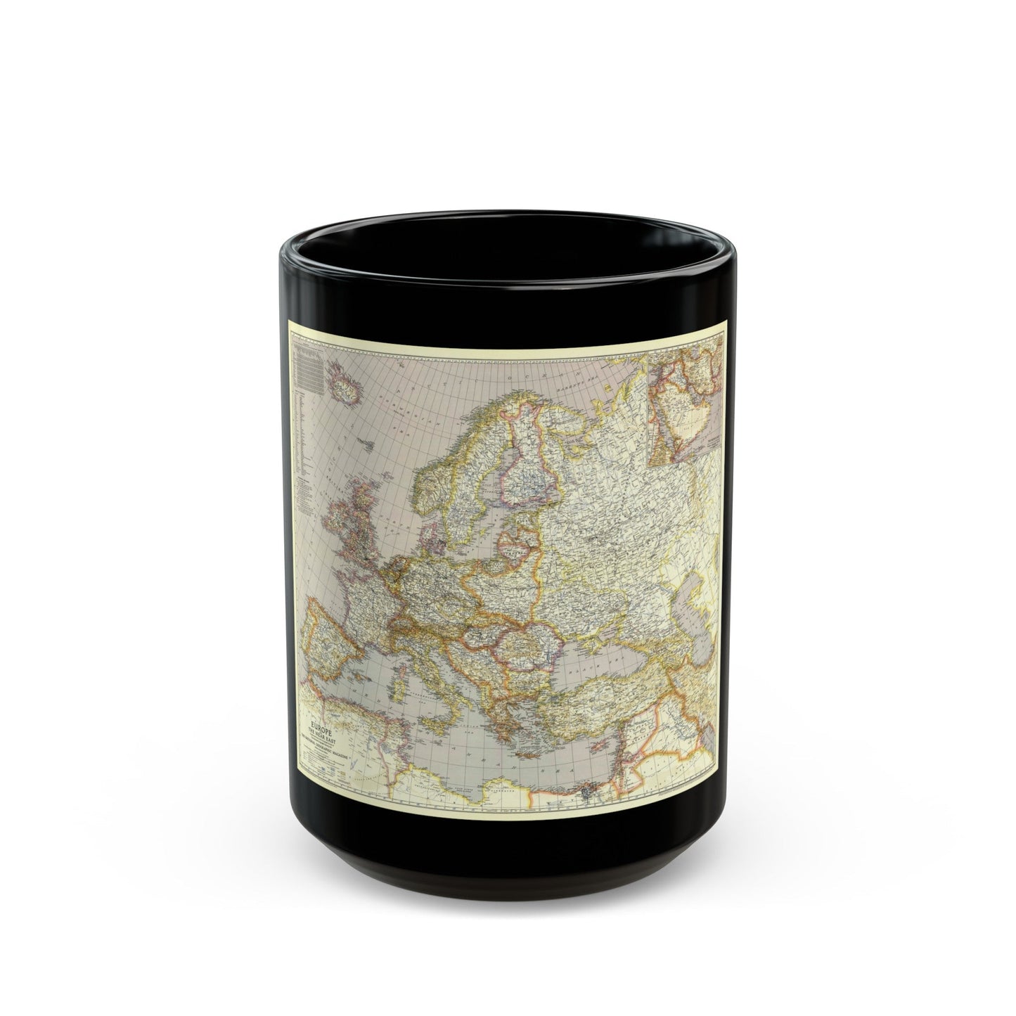 Europe and the Near East (1943) (Map) Black Coffee Mug-15oz-The Sticker Space