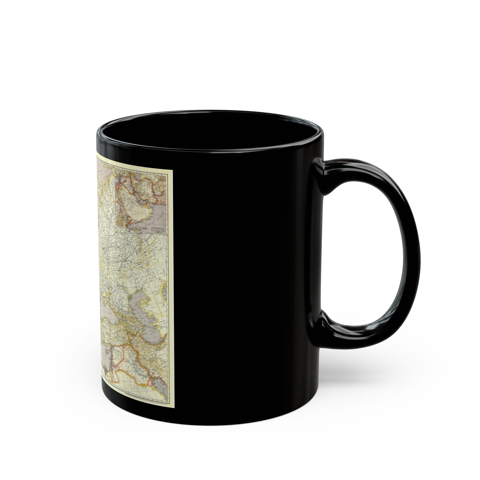 Europe and the Near East (1943) (Map) Black Coffee Mug-The Sticker Space