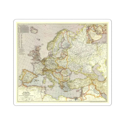 Europe and the Near East (1943) (Map) STICKER Vinyl Kiss-Cut Decal 3 Inch White - The Sticker Space